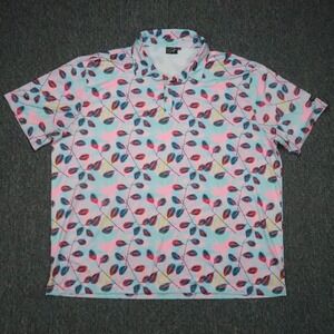 Sunday Swagger Shirt Mens 4XL‎ Blue Leaves Colorful Performance Polo